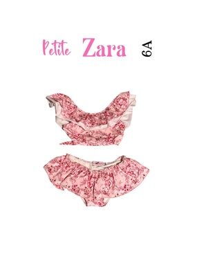 Zara Petite Floral Ruffle Two-Piece Swimsuit size 6